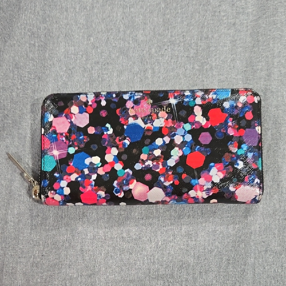 Kate Spade Grant Lane Splatter Paint Zip Around Continental Wallet